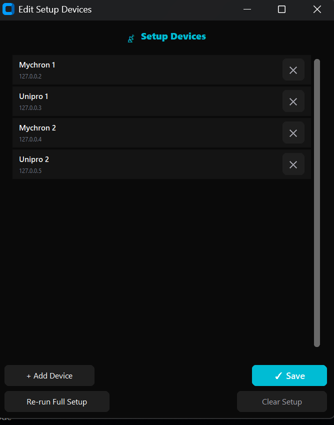 DAD Settings panel showing the Network tab with dash IP entry fields